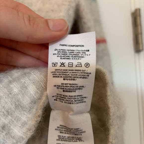 Anthropologie Charli Alpaca Wool Angie Grey Striped Sweater Cozy Boho Soft XS - Picture 7 of 9